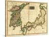 Korea and Japan - Panoramic Map-Lantern Press-Stretched Canvas