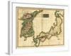 Korea and Japan - Panoramic Map-Lantern Press-Framed Art Print