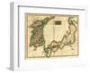 Korea and Japan - Panoramic Map-Lantern Press-Framed Art Print