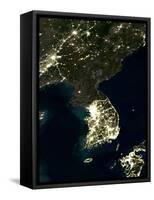 Korea At Night, Satellite Image-PLANETOBSERVER-Framed Stretched Canvas