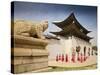 Korea, Seoul, Gyeongbokgung Palace, Haetae, a Stone Mythical Creature Infront of Gwanghwamun - the -Jane Sweeney-Stretched Canvas