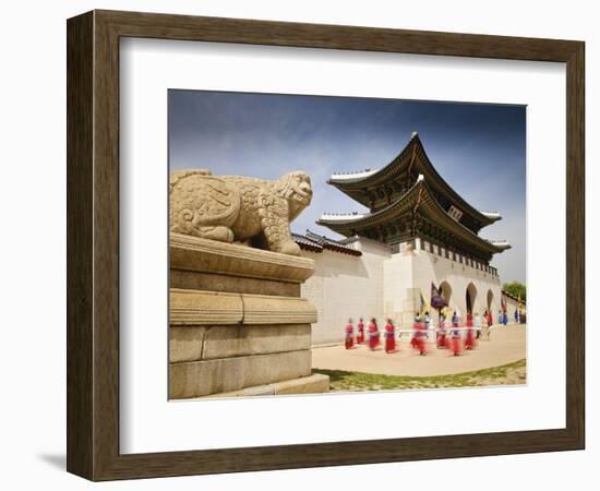 Korea, Seoul, Gyeongbokgung Palace, Haetae, a Stone Mythical Creature Infront of Gwanghwamun - the -Jane Sweeney-Framed Photographic Print