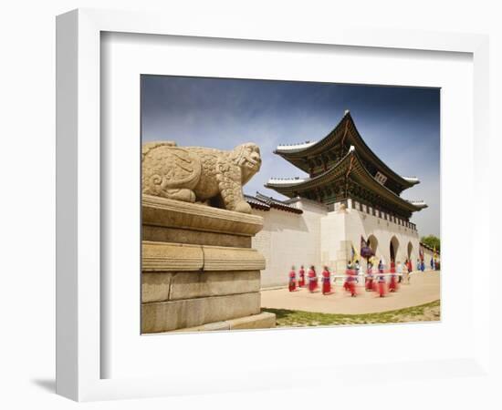 Korea, Seoul, Gyeongbokgung Palace, Haetae, a Stone Mythical Creature Infront of Gwanghwamun - the -Jane Sweeney-Framed Photographic Print