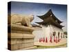 Korea, Seoul, Gyeongbokgung Palace, Haetae, a Stone Mythical Creature Infront of Gwanghwamun - the -Jane Sweeney-Stretched Canvas