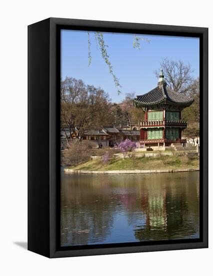 Korea, Seoul, Gyeongbokgung Palace, Hyangwonjeong Pavilion-Jane Sweeney-Framed Stretched Canvas