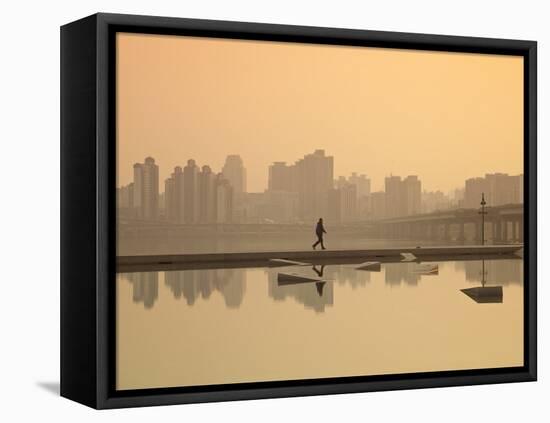 Korea, Seoul, Yeouido, View of City from Hangang Riverside Park at Dawn-Jane Sweeney-Framed Stretched Canvas