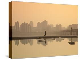 Korea, Seoul, Yeouido, View of City from Hangang Riverside Park at Dawn-Jane Sweeney-Stretched Canvas