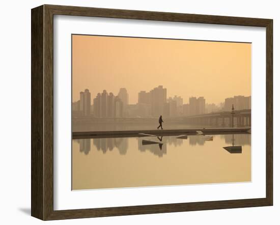 Korea, Seoul, Yeouido, View of City from Hangang Riverside Park at Dawn-Jane Sweeney-Framed Photographic Print