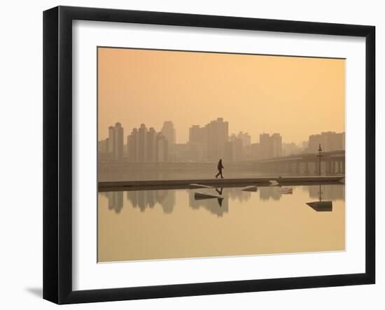 Korea, Seoul, Yeouido, View of City from Hangang Riverside Park at Dawn-Jane Sweeney-Framed Photographic Print