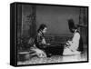 Korean Man and Woman Playing a Game Photograph - Korea-Lantern Press-Framed Stretched Canvas