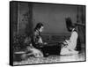 Korean Man and Woman Playing a Game Photograph - Korea-Lantern Press-Framed Stretched Canvas