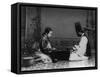 Korean Man and Woman Playing a Game Photograph - Korea-Lantern Press-Framed Stretched Canvas