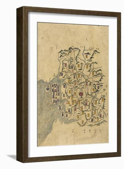 Korean Map-null-Framed Giclee Print