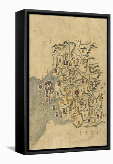 Korean Map-null-Framed Stretched Canvas