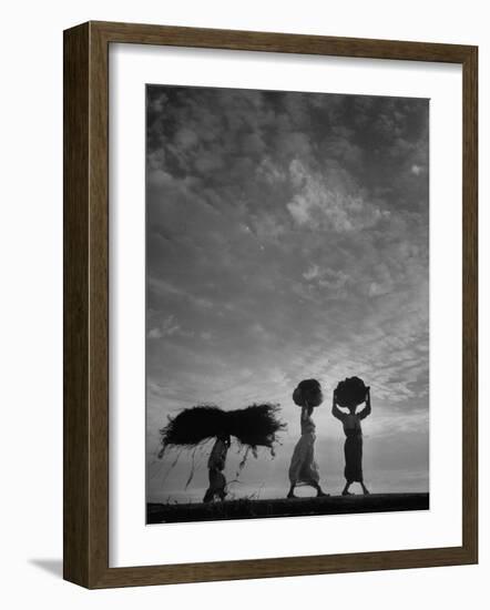 Korean Peasants Carrying Bundles on Their Heads-Michael Rougier-Framed Photographic Print