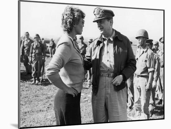 Korean War Correspondent Marguerite Higgins Speaking W. General Douglas Macarthur-null-Mounted Photographic Print