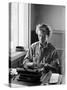 Korean War Correspondent Marguerite Higgins Typing Up a Story-Carl Mydans-Stretched Canvas