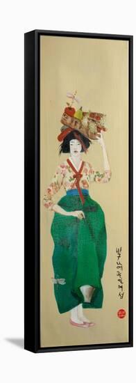 Korean Women with Basket of Fruit, 2016-Susan Adams-Framed Stretched Canvas