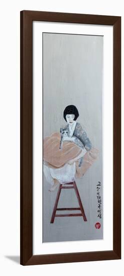 Korean Women with Tabby Cat, 2016-Susan Adams-Framed Premium Giclee Print