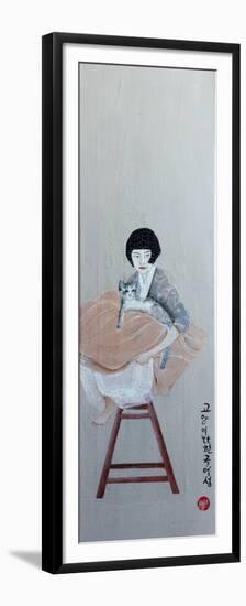 Korean Women with Tabby Cat, 2016-Susan Adams-Framed Premium Giclee Print