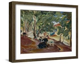 Korolkovskiye Dachas. Sheeps at the Edge of the Forest, 1918-Alexei Ilyich Kravchenko-Framed Giclee Print