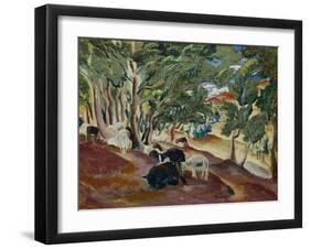 Korolkovskiye Dachas. Sheeps at the Edge of the Forest, 1918-Alexei Ilyich Kravchenko-Framed Giclee Print