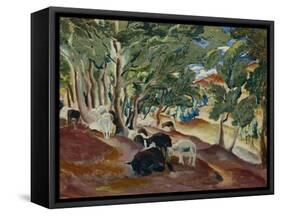 Korolkovskiye Dachas. Sheeps at the Edge of the Forest, 1918-Alexei Ilyich Kravchenko-Framed Stretched Canvas