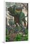 Kosmoceratops Tramples over Nesting Talos Dinosaurs While Fleeing from a Forest Fire-null-Framed Premium Giclee Print