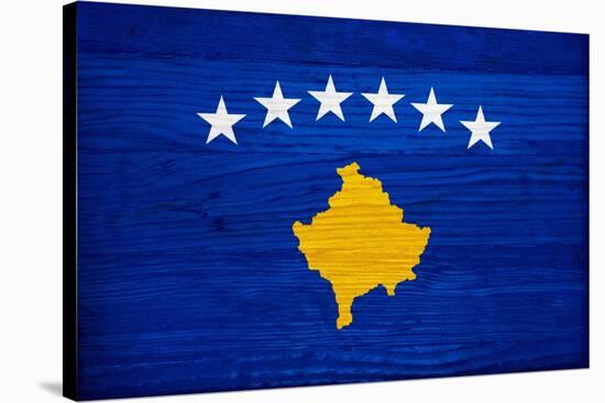 Kosovo Flag Design with Wood Patterning - Flags of the World Series-Philippe Hugonnard-Stretched Canvas