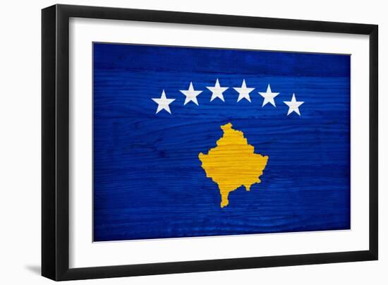 Kosovo Flag Design with Wood Patterning - Flags of the World Series-Philippe Hugonnard-Framed Art Print