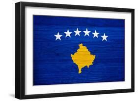 Kosovo Flag Design with Wood Patterning - Flags of the World Series-Philippe Hugonnard-Framed Art Print