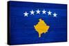 Kosovo Flag Design with Wood Patterning - Flags of the World Series-Philippe Hugonnard-Stretched Canvas