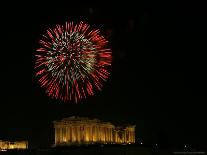 Fireworks Illuminate the Ancient Parthenon on New Years, Athens, Greece, c.2007-Kostas Tsironis-Framed Photographic Print