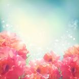 Shining Flowers Roses (Peonies) Background-kostins-Art Print