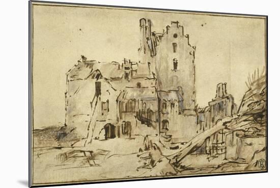 Kostverloren Castle in Decay, 1652-57-Rembrandt van Rijn-Mounted Giclee Print
