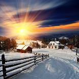 Winter Landscape. Sunny Day in the Mountains. Tourist Standing on a Rock-Kotenko Oleksandr-Photographic Print