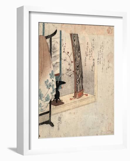 Koto to Eko, Koto and Robe Stand. [Between 1830 and 1835], 1 Print : Woodcut, Color ; 20.9 X 18.1-Utagawa Kuniyoshi-Framed Giclee Print
