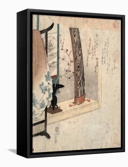 Koto to Eko, Koto and Robe Stand. [Between 1830 and 1835], 1 Print : Woodcut, Color ; 20.9 X 18.1-Utagawa Kuniyoshi-Framed Stretched Canvas