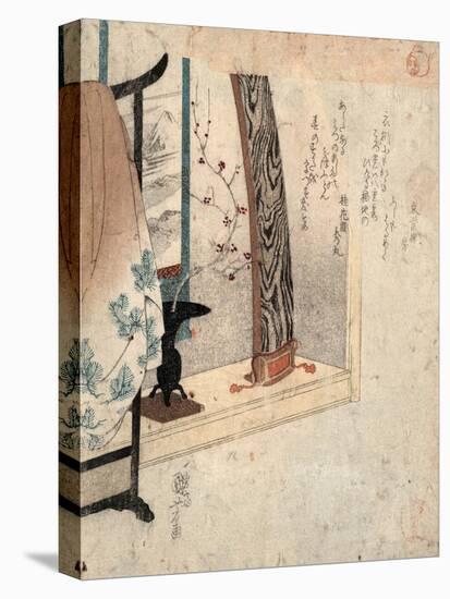 Koto to Eko, Koto and Robe Stand. [Between 1830 and 1835], 1 Print : Woodcut, Color ; 20.9 X 18.1-Utagawa Kuniyoshi-Stretched Canvas