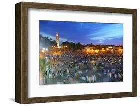 Koutoubia Minaret at Dusk and Djemaa El-Fna Square. Marrakech, Morocco-Mauricio Abreu-Framed Photographic Print