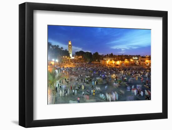 Koutoubia Minaret at Dusk and Djemaa El-Fna Square. Marrakech, Morocco-Mauricio Abreu-Framed Photographic Print