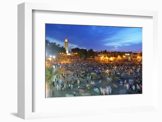 Koutoubia Minaret at Dusk and Djemaa El-Fna Square. Marrakech, Morocco-Mauricio Abreu-Framed Photographic Print