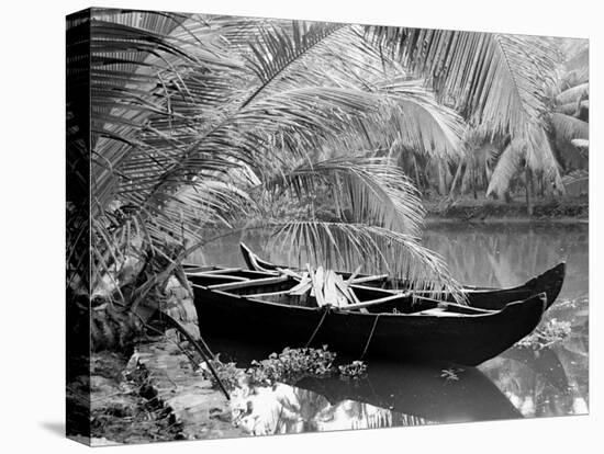 Kovalum, Kerala, India, Boat in Village-Elisa Cicinelli-Stretched Canvas