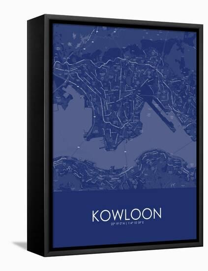 Kowloon, Hong Kong, Special Administrative Region of China Blue Map-null-Framed Stretched Canvas