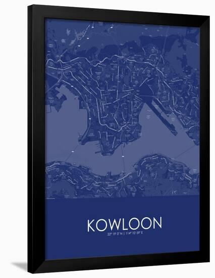 Kowloon, Hong Kong, Special Administrative Region of China Blue Map-null-Framed Poster