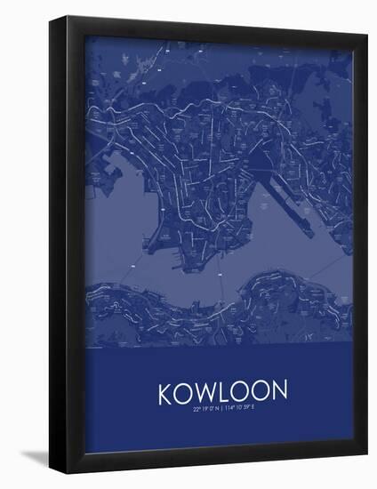 Kowloon, Hong Kong, Special Administrative Region of China Blue Map-null-Framed Poster