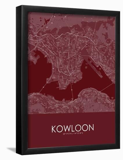 Kowloon, Hong Kong, Special Administrative Region of China Red Map-null-Framed Poster