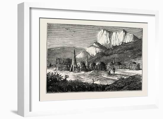 Kraal on the Zulu Border, Cape Colony, South Africa-null-Framed Giclee Print