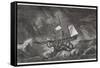 Kraken Attacking a Sailing Vessel During a Storm-E. Etherington-Framed Stretched Canvas