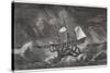 Kraken Attacking a Sailing Vessel During a Storm-E. Etherington-Stretched Canvas